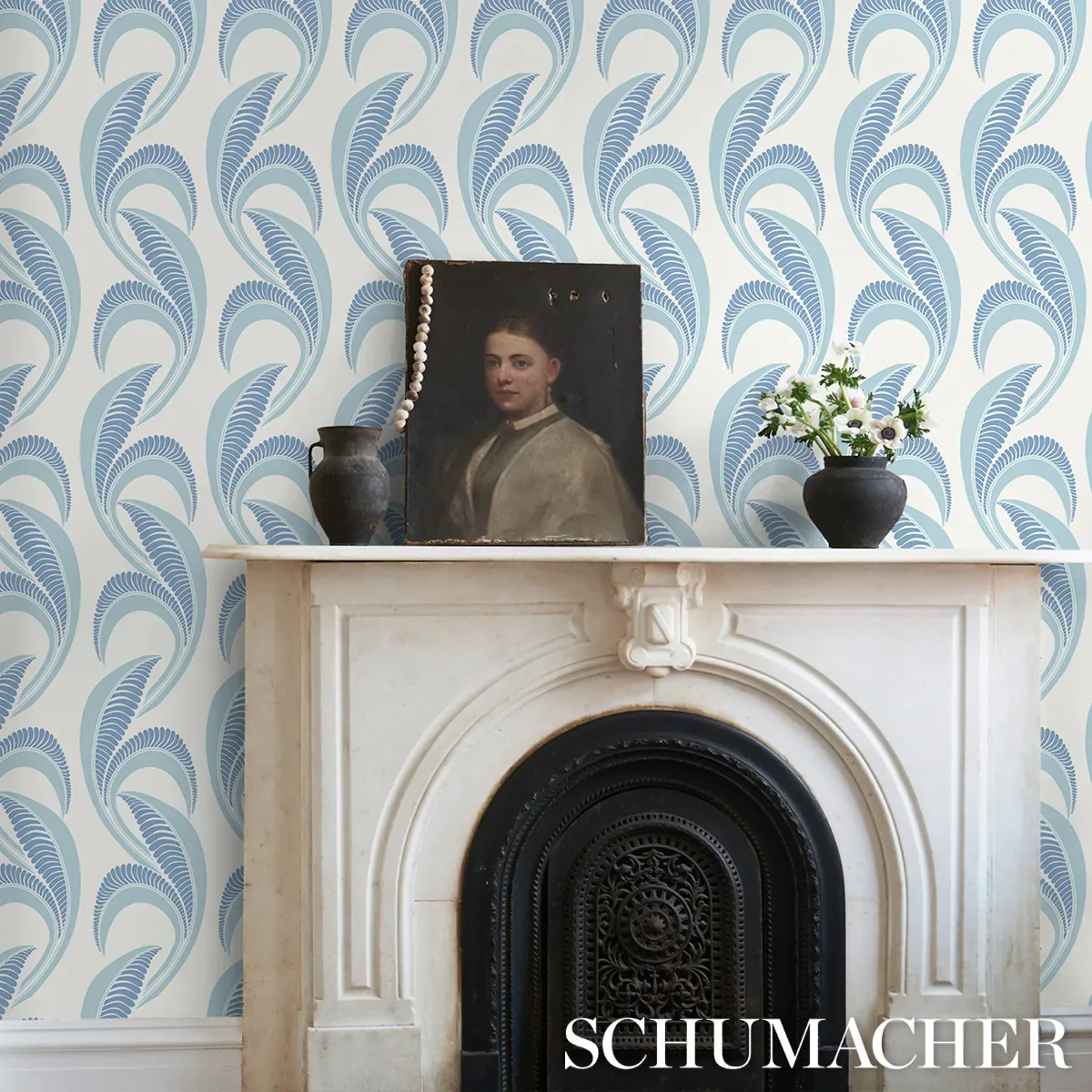 BANANA LEAF CHINA BLUE Schumacher Wallpaper wallpaper - SKU 5014982