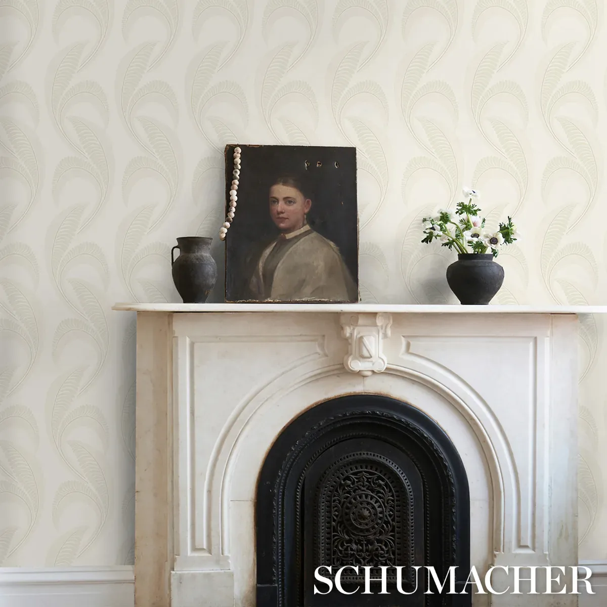 BANANA LEAF - IVORY Schumacher Wallpaper | Wallpaper Twins BANANA LEAF IVORY Schumacher Wallpaper wallpaper - SKU 5014981