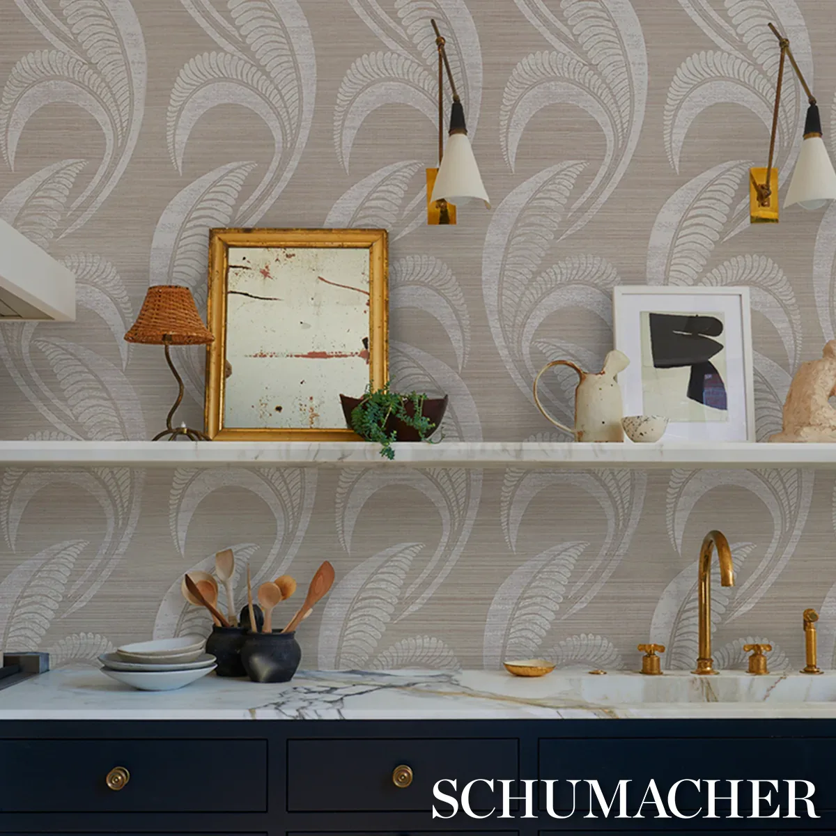 BANANA LEAF SISAL - SILVER Schumacher Wallpaper | Wallpaper BANANA LEAF SISAL SILVER Schumacher Wallpaper wallpaper - SKU 5016551