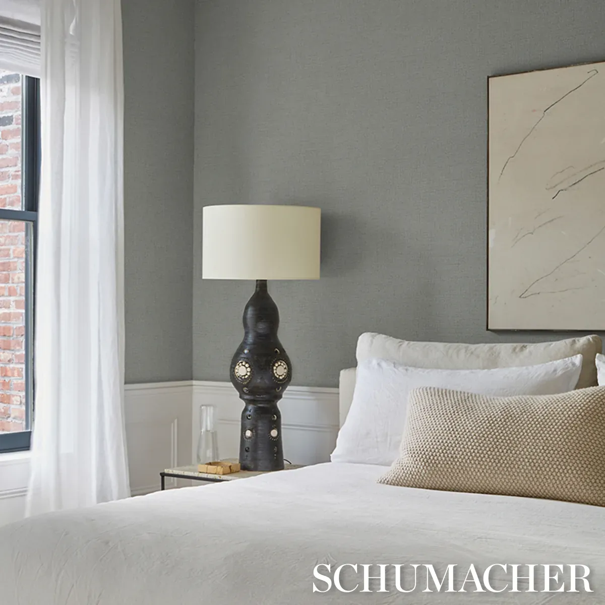 BANBRIDGE LINEN VINYL MINERAL Schumacher Wallpaper wallpaper - SKU 5017493
