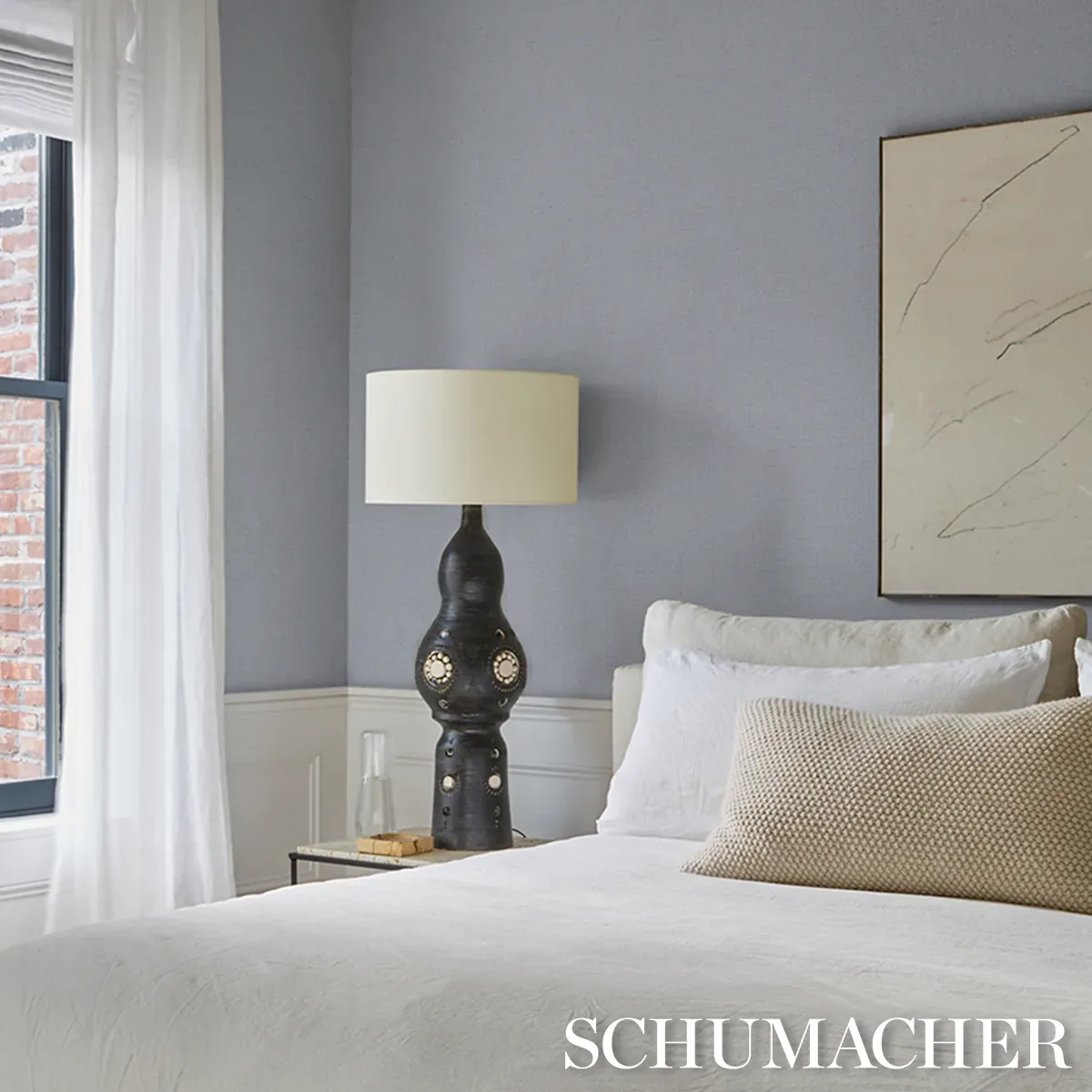 BANBRIDGE LINEN VINYL OAT Schumacher Wallpaper wallpaper - SKU 5017490