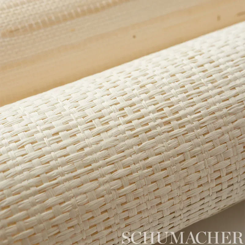 BANDED GRASSCLOTH CREAM Schumacher Wallpaper wallpaper - SKU 5007900