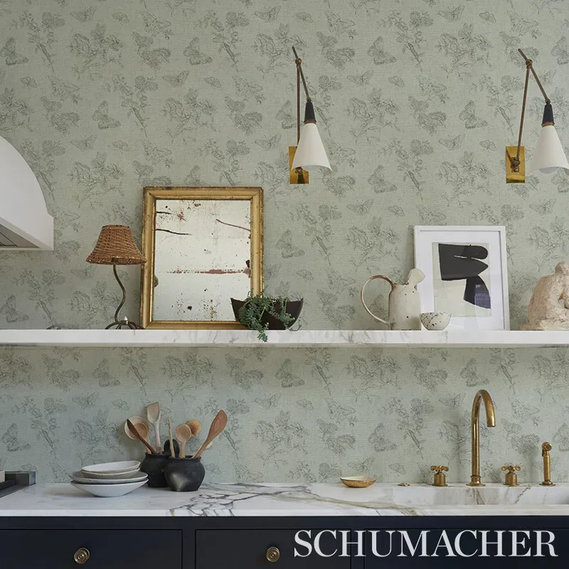 BAUDIN BUTTERFLY LINEN NATURAL Schumacher Wallpaper wallpaper - SKU 5011832