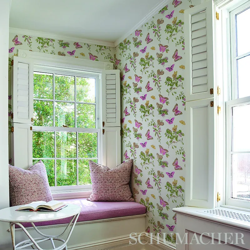Schumacher BAUDIN BUTTERFLY - TURQUOISE Wallpaper | Buy Online color TURQUOISE