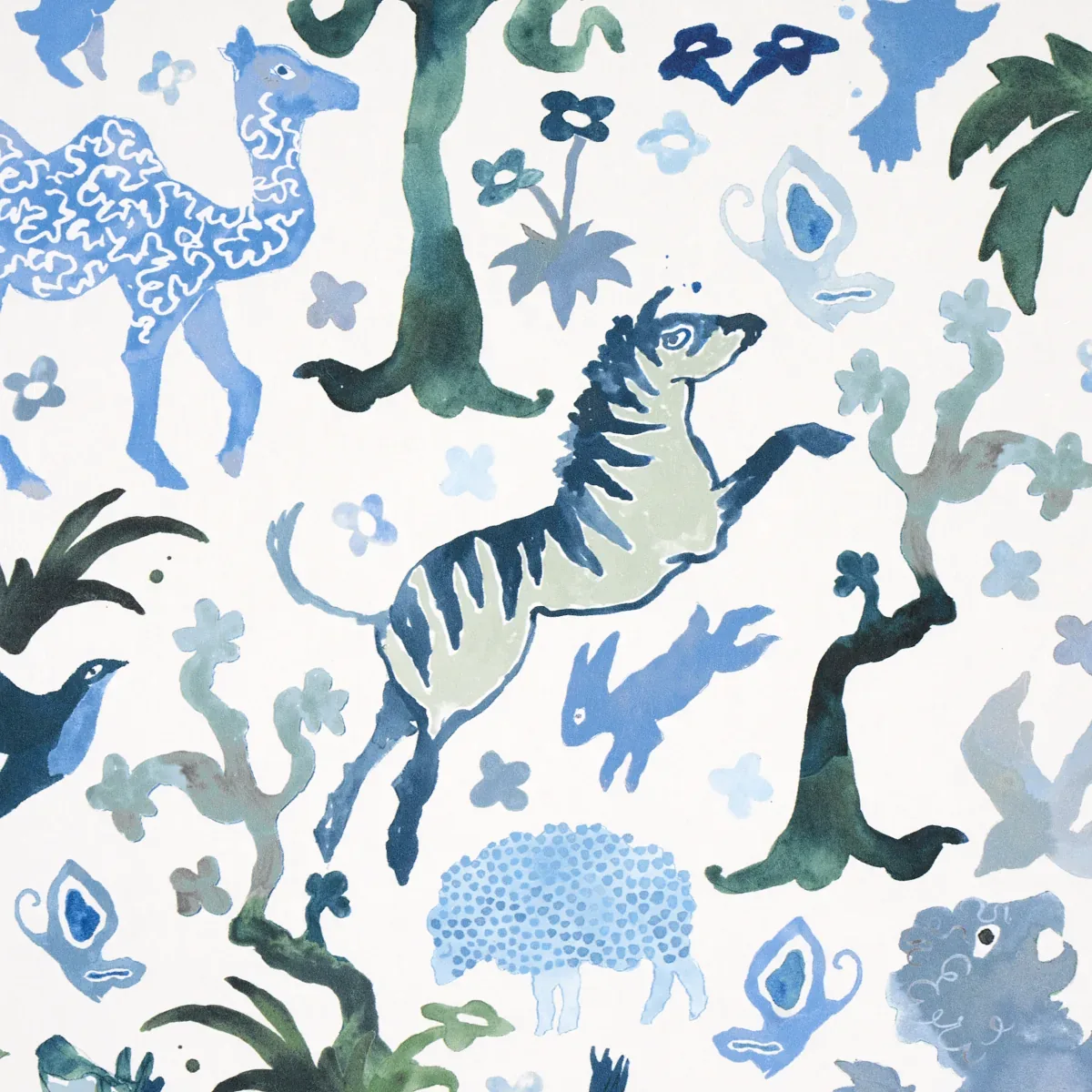 BEASTS BLUE AND GREEN Schumacher Wallpaper wallpaper - SKU 5013531