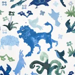 BEASTS BLUE AND GREEN Schumacher Wallpaper wallpaper - SKU 5013531