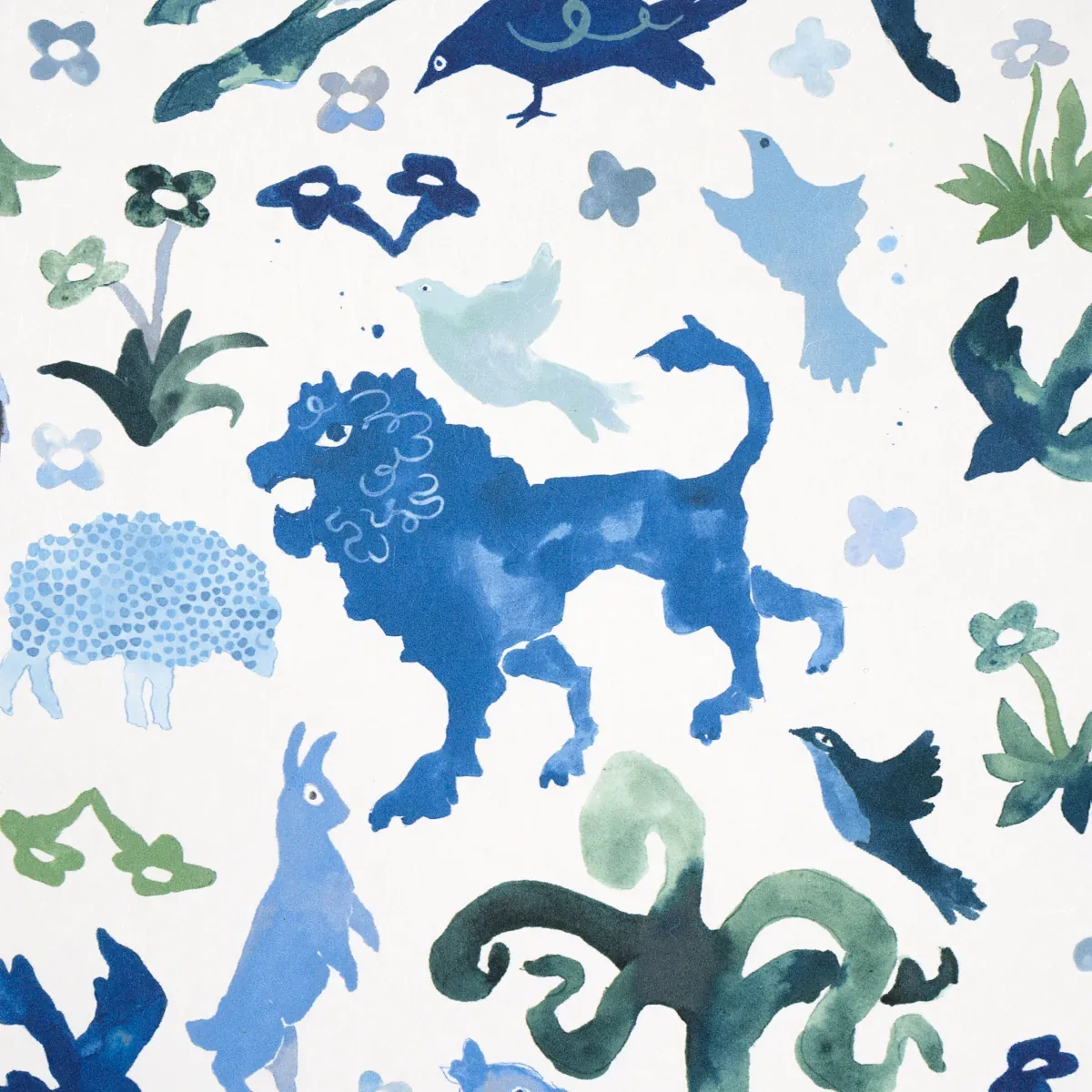 BEASTS BLUE AND GREEN Schumacher Wallpaper wallpaper - SKU 5013531