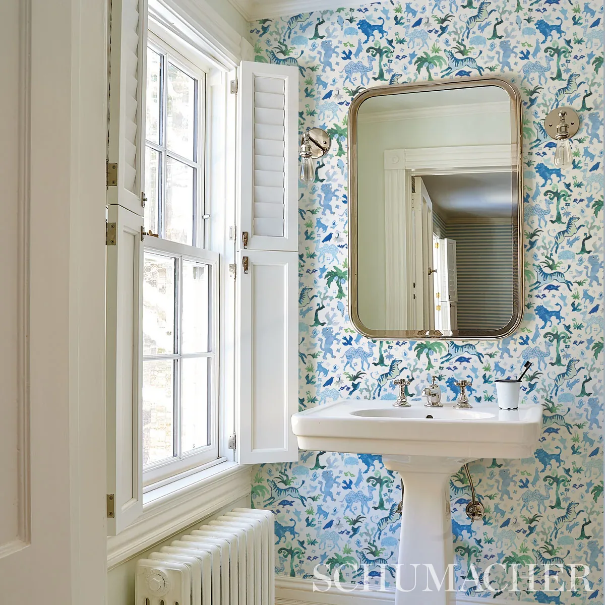 BEASTS BLUE AND GREEN Schumacher Wallpaper wallpaper - SKU 5013531