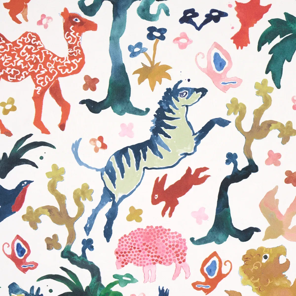 BEASTS MULTI ON IVORY Schumacher Wallpaper wallpaper - SKU 5013530