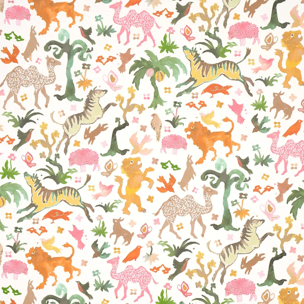 BEASTS PINK AND GOLD Schumacher Wallpaper wallpaper - SKU 5013532