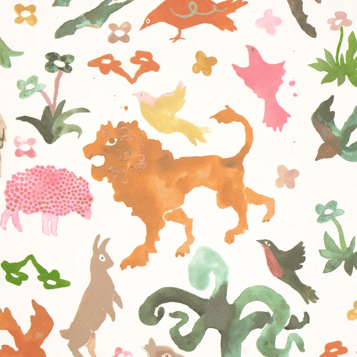 BEASTS PINK AND GOLD Schumacher Wallpaper wallpaper - SKU 5013532
