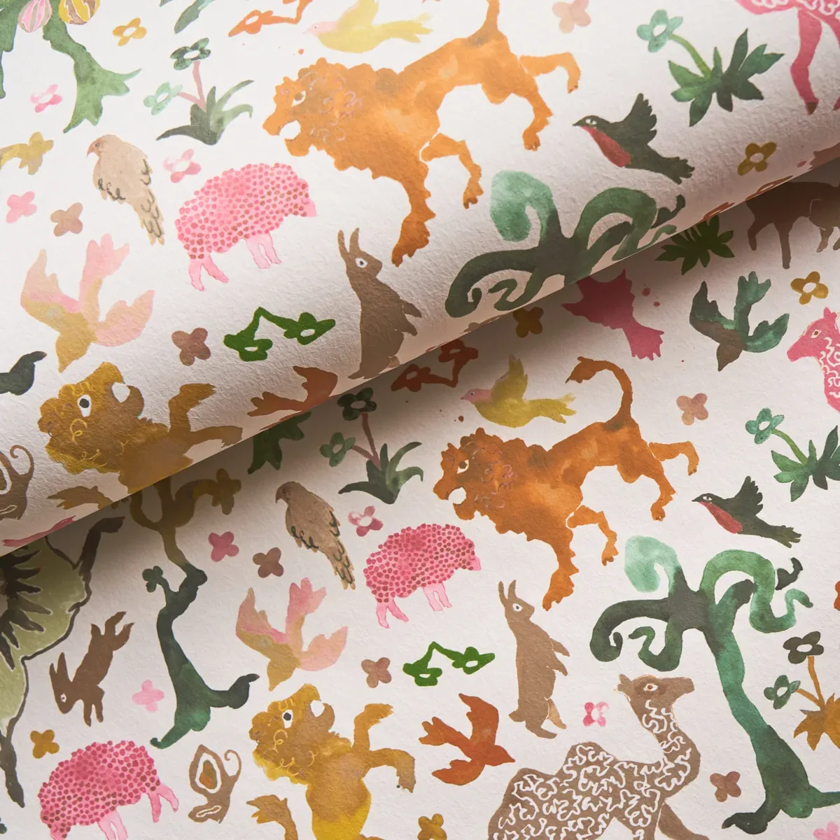 BEASTS PINK AND GOLD Schumacher Wallpaper wallpaper - SKU 5013532