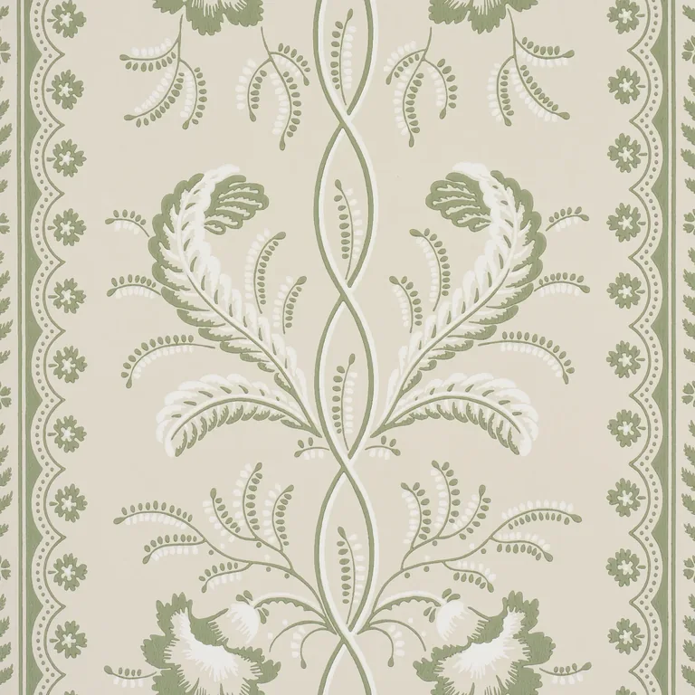 Schumacher BELL FLOWERS wallpaper, color GREEN, SKU 5016491
