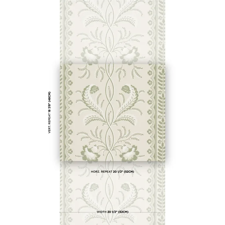 Schumacher BELL FLOWERS wallpaper, color GREEN, SKU 5016491
