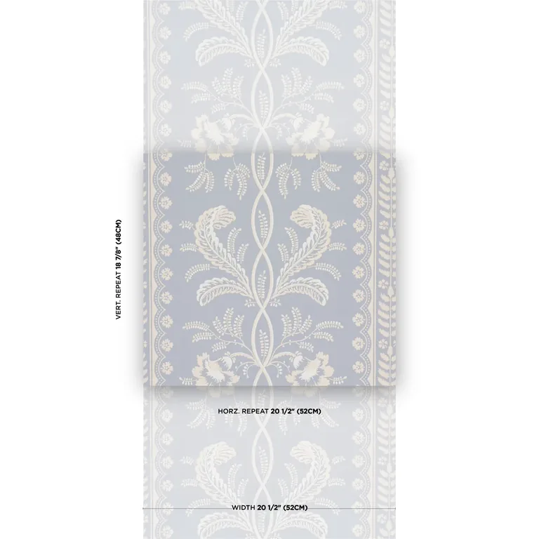 Schumacher BELL FLOWERS wallpaper, color LIGHT BLUE, SKU 5016490
