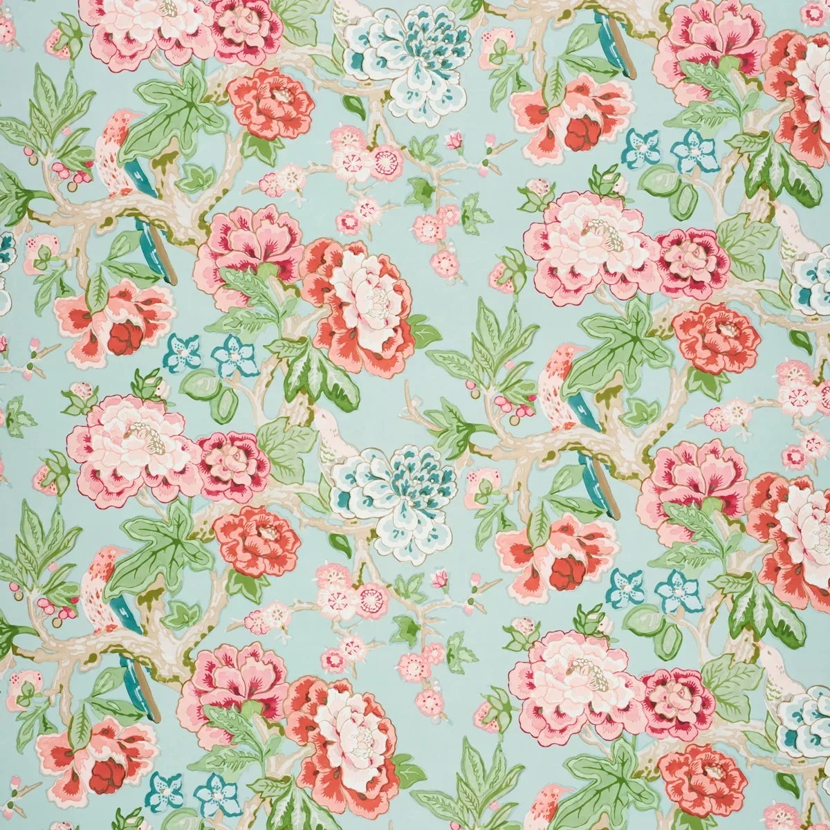 BERMUDA BLOSSOMS AQUA Schumacher Wallpaper wallpaper - SKU 5010520