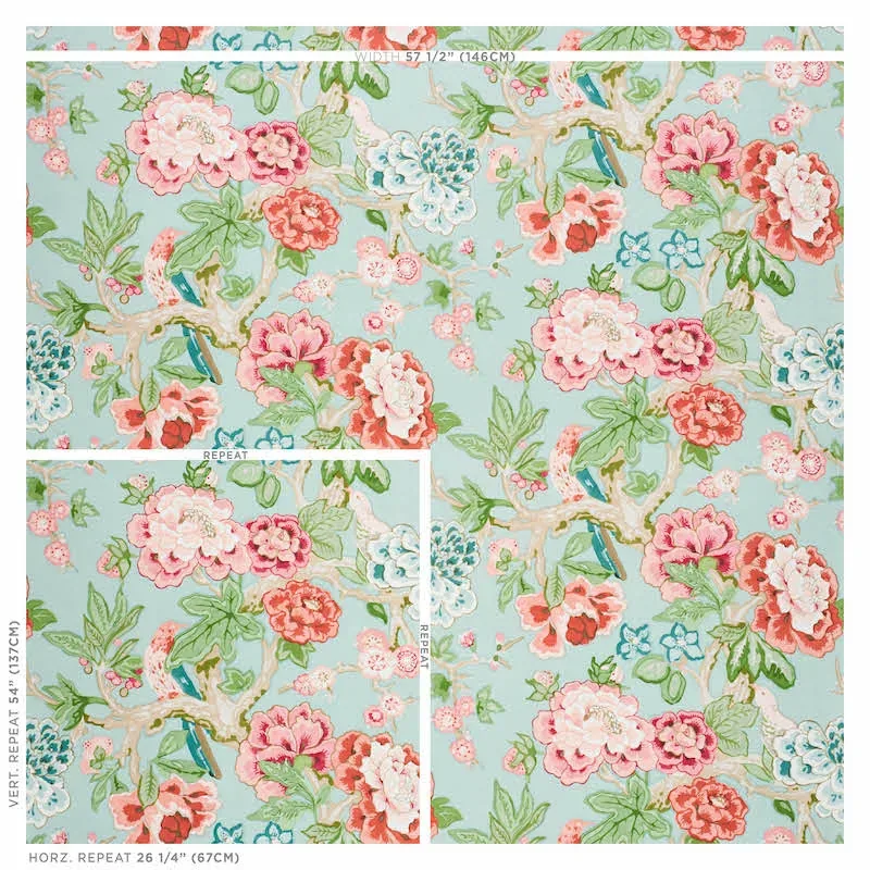 BERMUDA BLOSSOMS AQUA Schumacher Wallpaper wallpaper - SKU 5010520