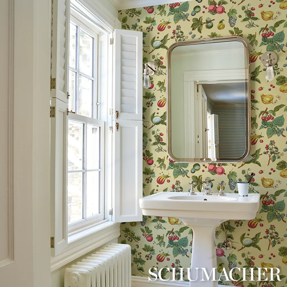 BERRY GROVE - BUTTER Schumacher Wallpaper | Wallpaper Twins BERRY GROVE BUTTER Schumacher Wallpaper wallpaper - SKU 5015650