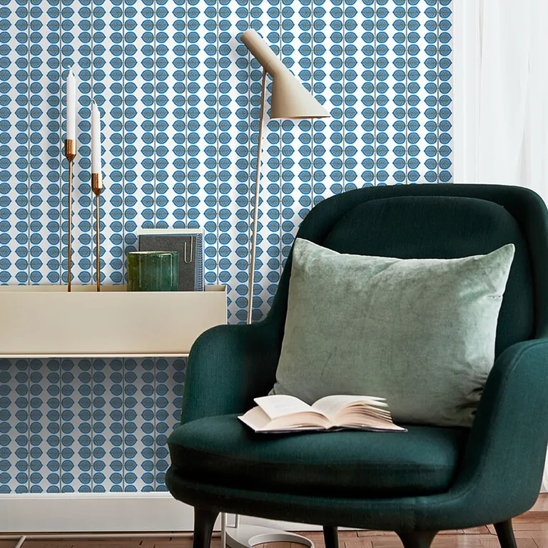 Schumacher BERSÅ wallpaper, color BLUE, SKU 1752
