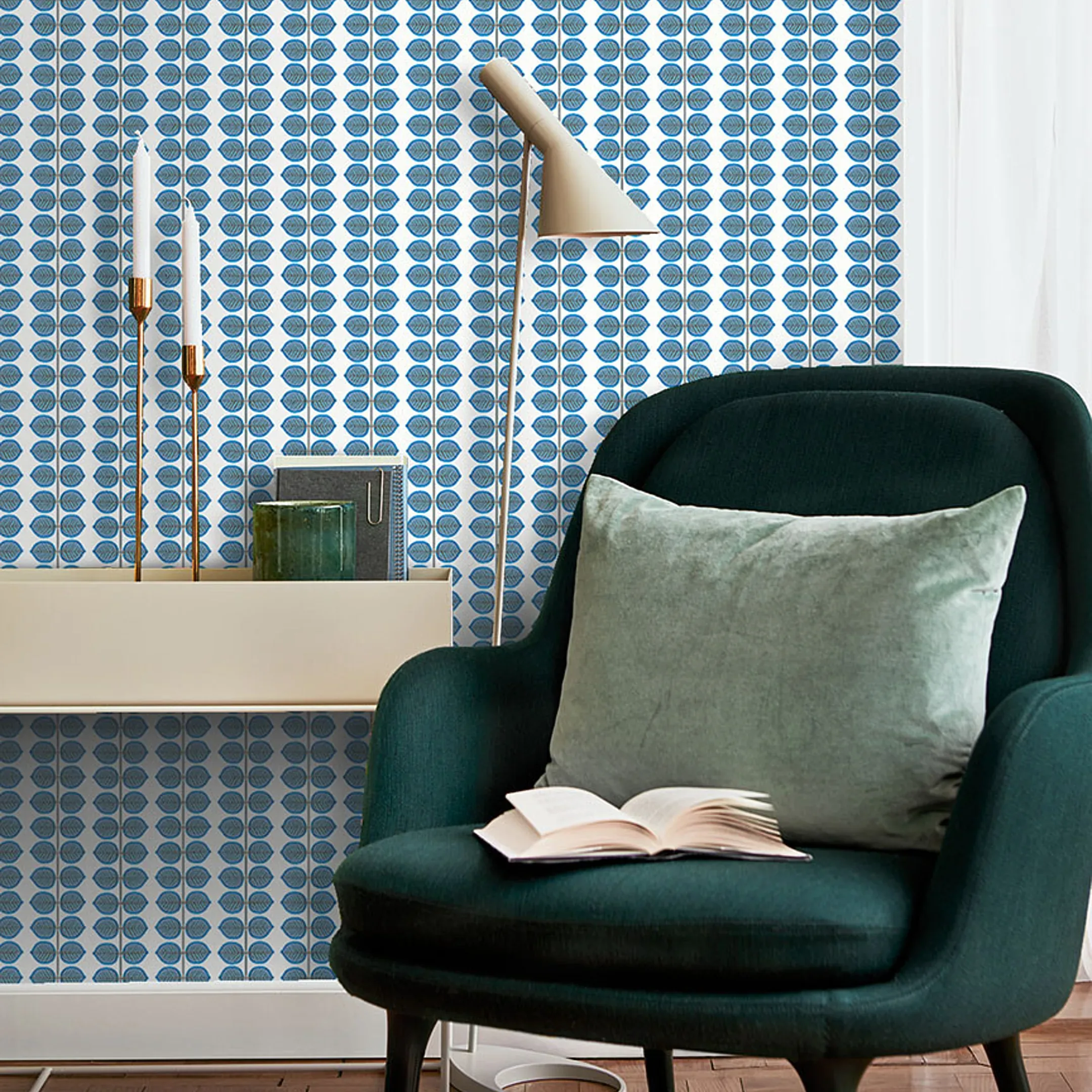 BERSÅ BLUE Schumacher Wallpaper wallpaper - SKU 1752