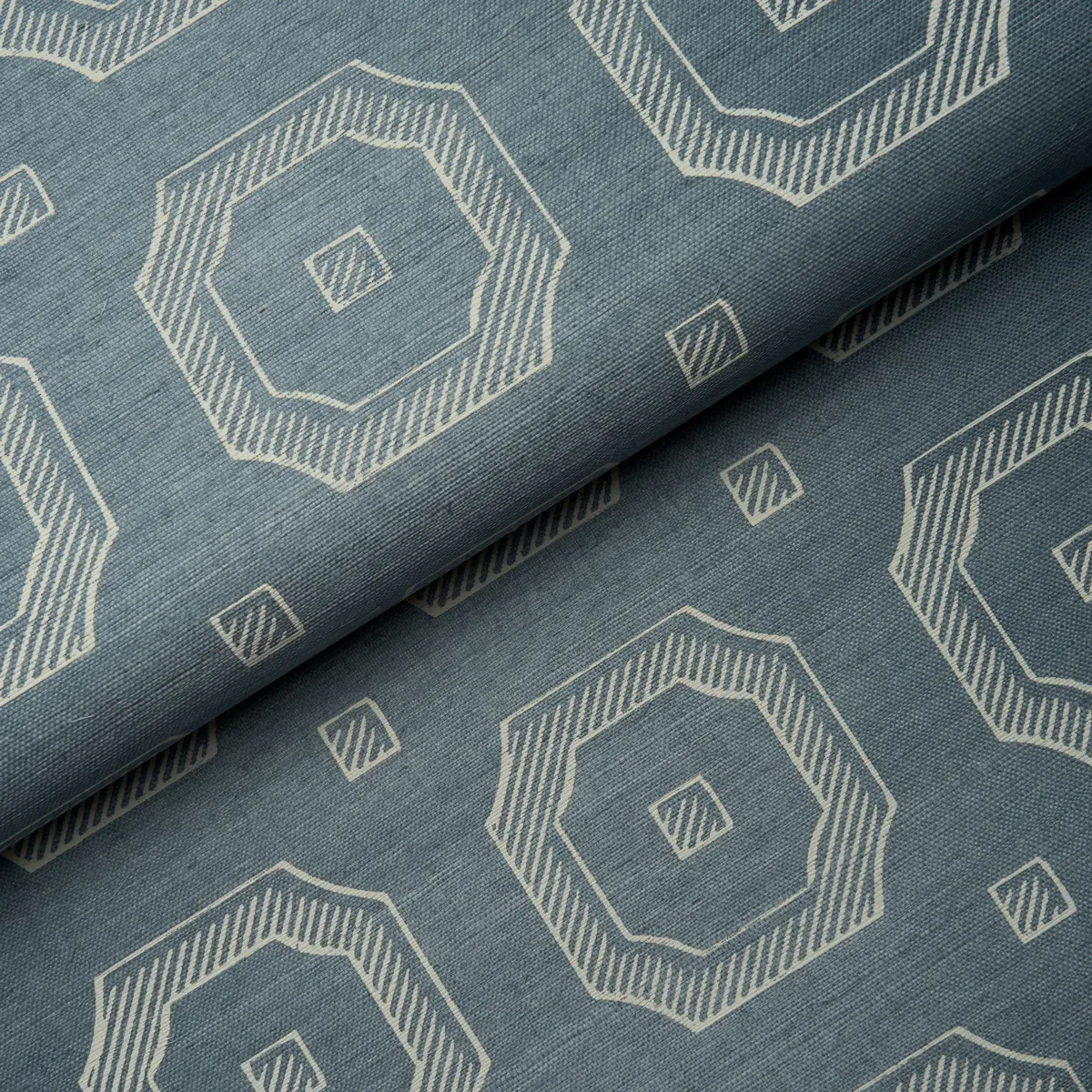 BEVELED FRAME SISAL DENIM Schumacher Wallpaper wallpaper - SKU 5016730