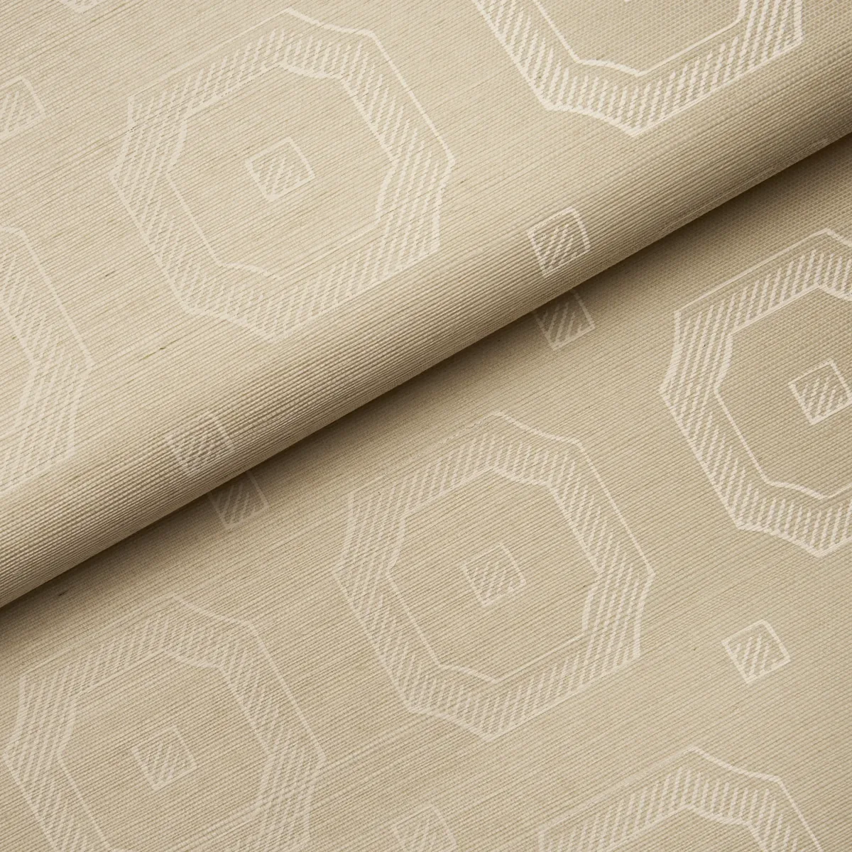 BEVELED FRAME SISAL OYSTER Schumacher Wallpaper wallpaper - SKU 5016731