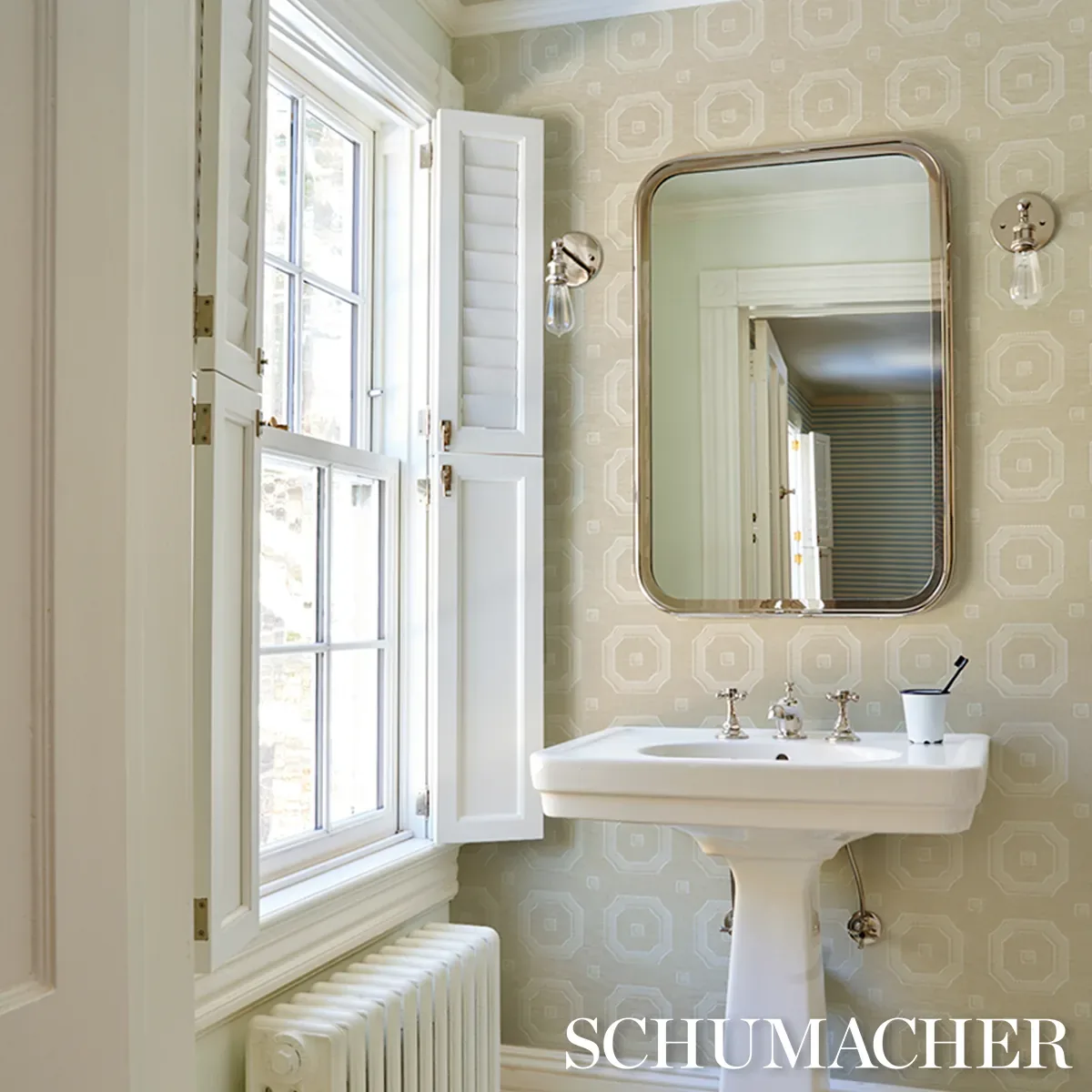 BEVELED FRAME SISAL OYSTER Schumacher Wallpaper wallpaper - SKU 5016731