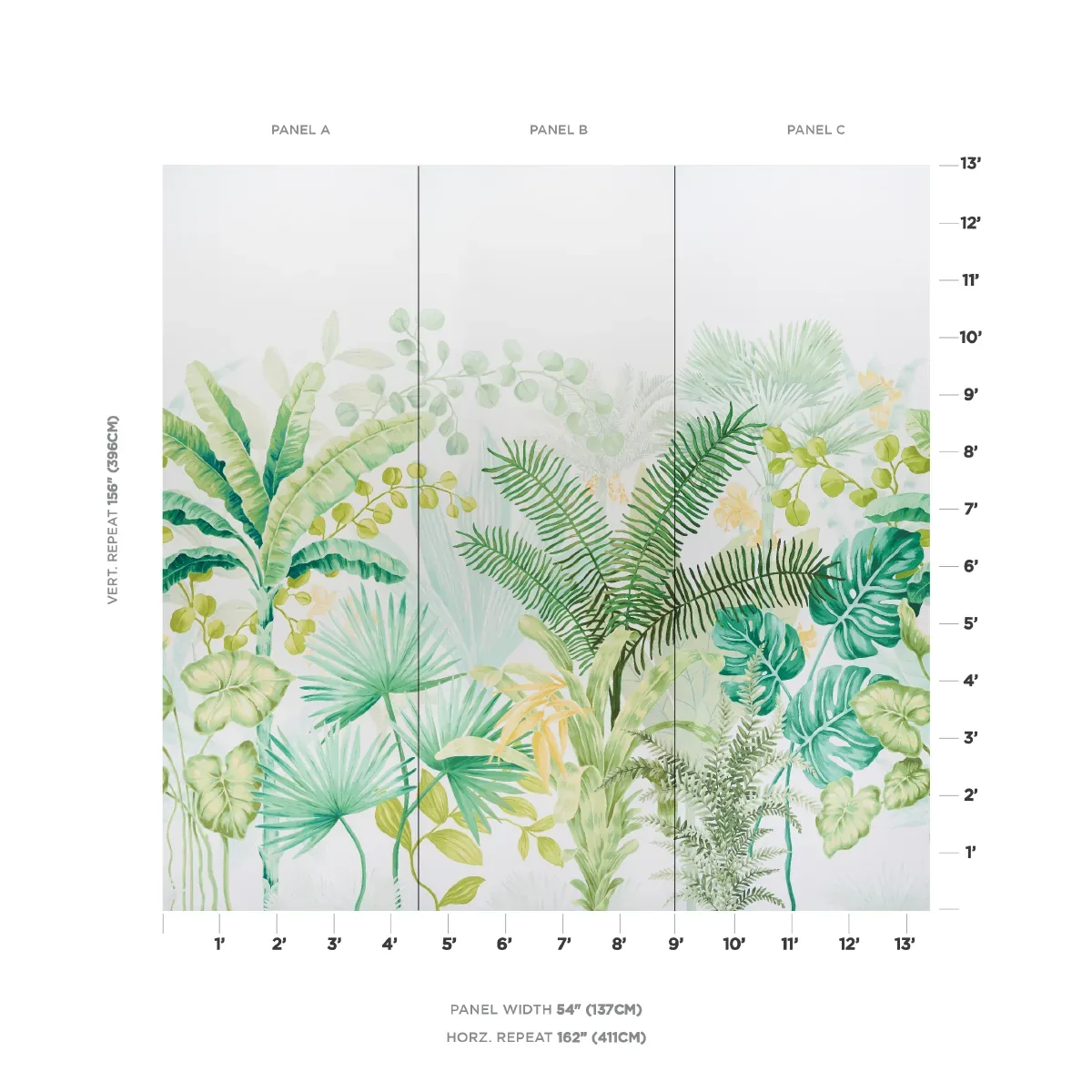 BIG TROPICAL PANEL SET GREEN Schumacher Wallpaper wallpaper - SKU 5013270