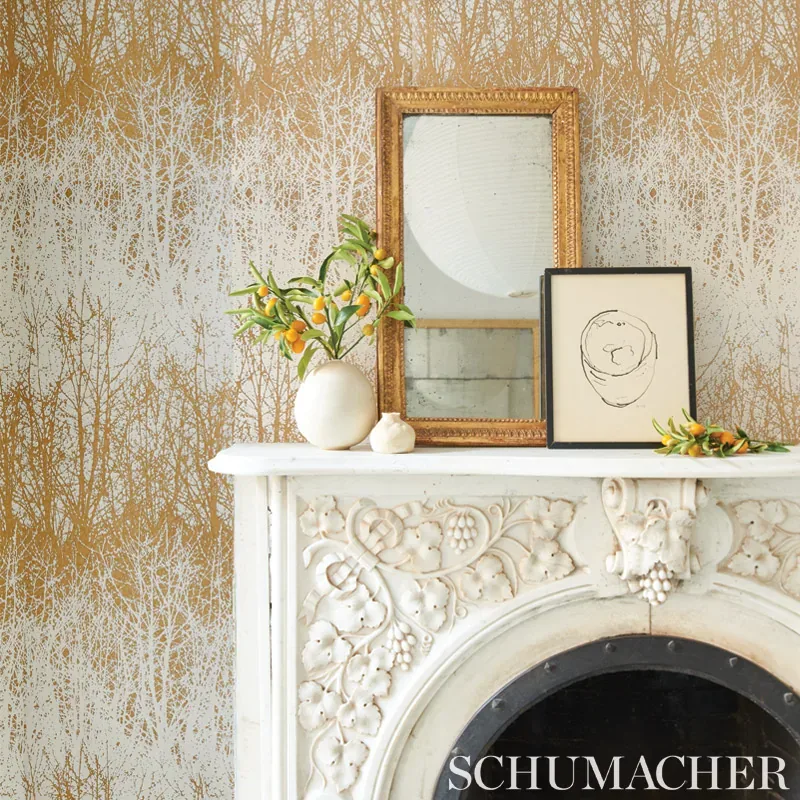 BIRCHES SILVER Schumacher Wallpaper wallpaper - SKU 2707244