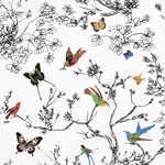 BIRDS & BUTTERFLIES MULTI ON WHITE Schumacher Wallpaper wallpaper - SKU 2704420