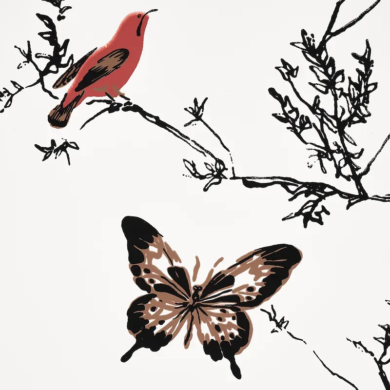 BIRDS & BUTTERFLIES MULTI ON WHITE Schumacher Wallpaper wallpaper - SKU 2704420