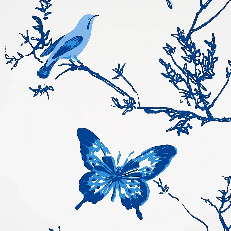 BIRDS & BUTTERFLIES PORCELAIN Schumacher Wallpaper wallpaper - SKU 2704421