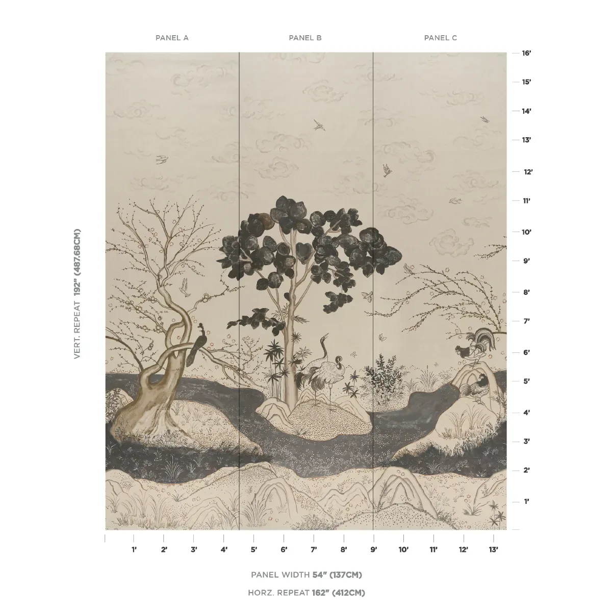 Birdsong 3 Panel Set room view