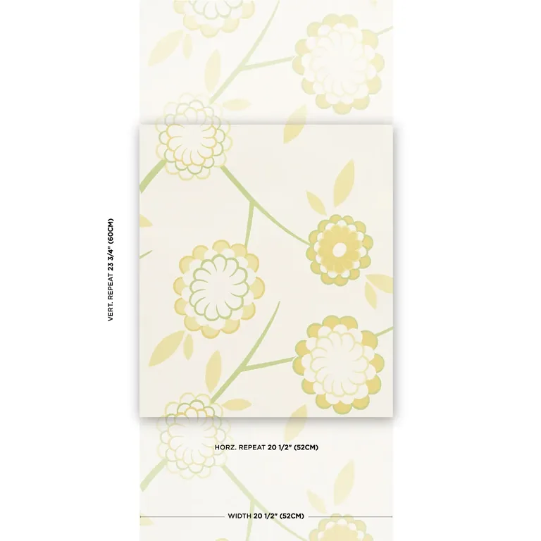 Schumacher BIRDTREE wallpaper, color MIMOSA, SKU 5014992