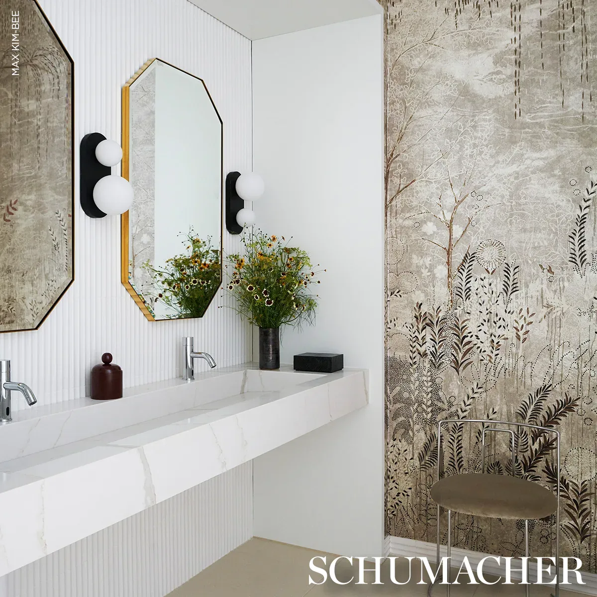 BISOU PANEL SET - TIN Schumacher Wallpaper | Wallpaper Twins BISOU PANEL SET TIN Schumacher Wallpaper wallpaper - SKU 5010931