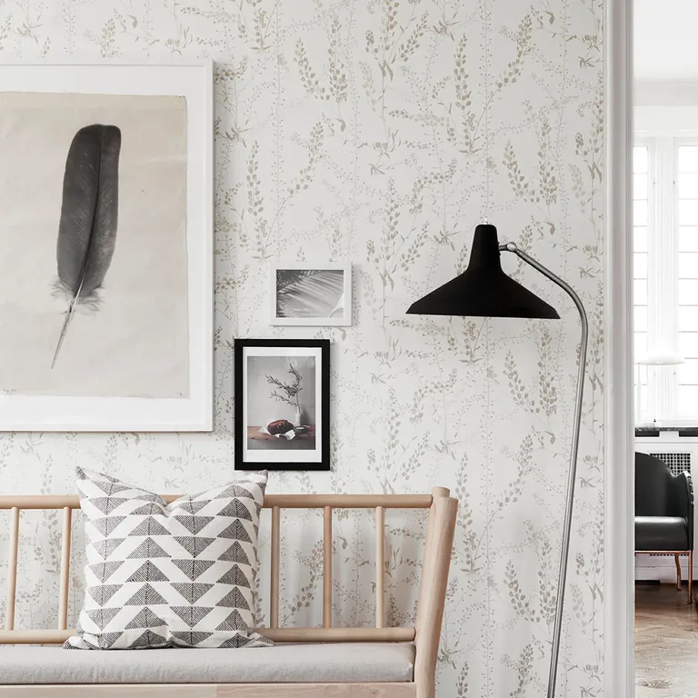 Schumacher BLADRANKER wallpaper, color NATURAL, SKU 1785