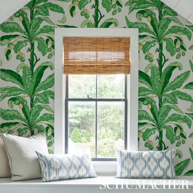 BLAIR HOUSE PALM GREEN Schumacher Wallpaper wallpaper - SKU 5004064