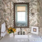 BLAIR HOUSE PALM VANILLA & AQUA Schumacher Wallpaper wallpaper - SKU 5004060