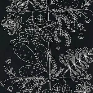 Schumacher BLOMMEN wallpaper, color EBONY, SKU 5007494