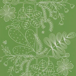 Schumacher BLOMMEN wallpaper, color LEAF, SKU 5007492