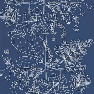 Schumacher BLOMMEN wallpaper, color MARINE, SKU 5007493