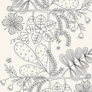 Schumacher BLOMMEN wallpaper, color NOIR / BLANC, SKU 5007490