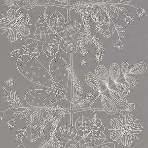 Schumacher BLOMMEN wallpaper, color SMOKE, SKU 5007491