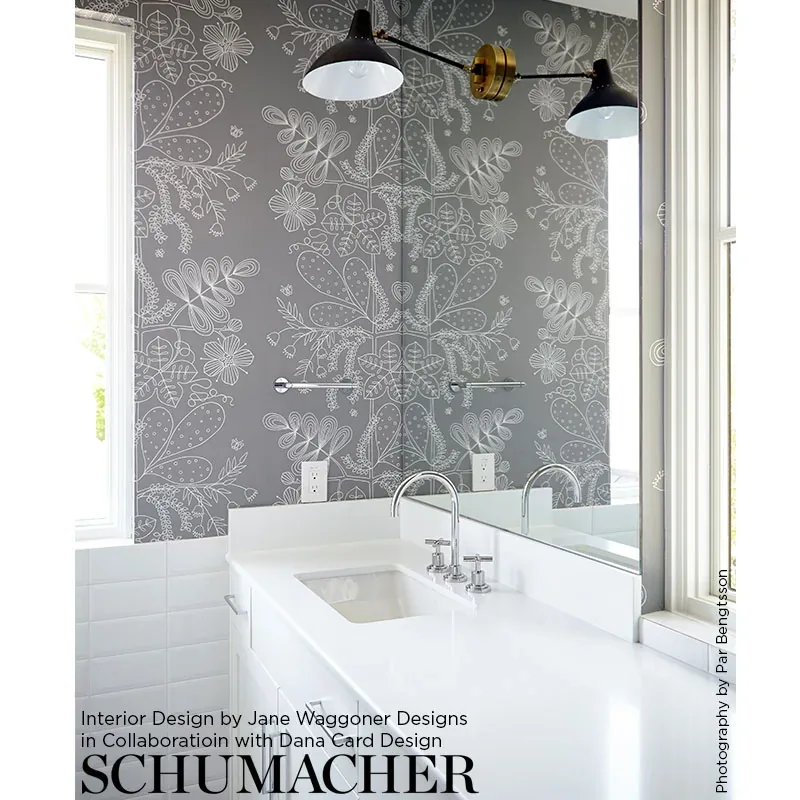 BLOMMEN - SMOKE Schumacher Wallpaper | Wallpaper Twins BLOMMEN SMOKE Schumacher Wallpaper wallpaper - SKU 5007491
