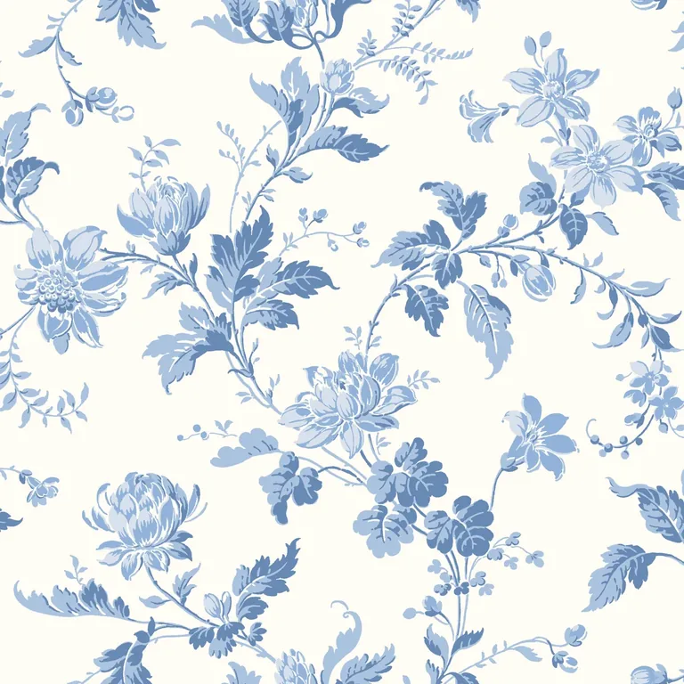 Schumacher BLOMSLINGA wallpaper, color BLUE AND WHITE, SKU 6146
