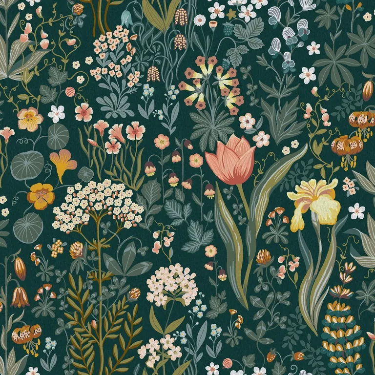 Schumacher BLOMSTERHAV wallpaper, color SPRUCE, SKU 2055
