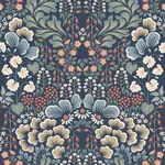 BLOMSTERVALL - MIDNIGHT MULTI Schumacher Wallpaper | Wallpap BLOMSTERVALL MIDNIGHT MULTI Schumacher Wallpaper wallpaper - SKU 2097