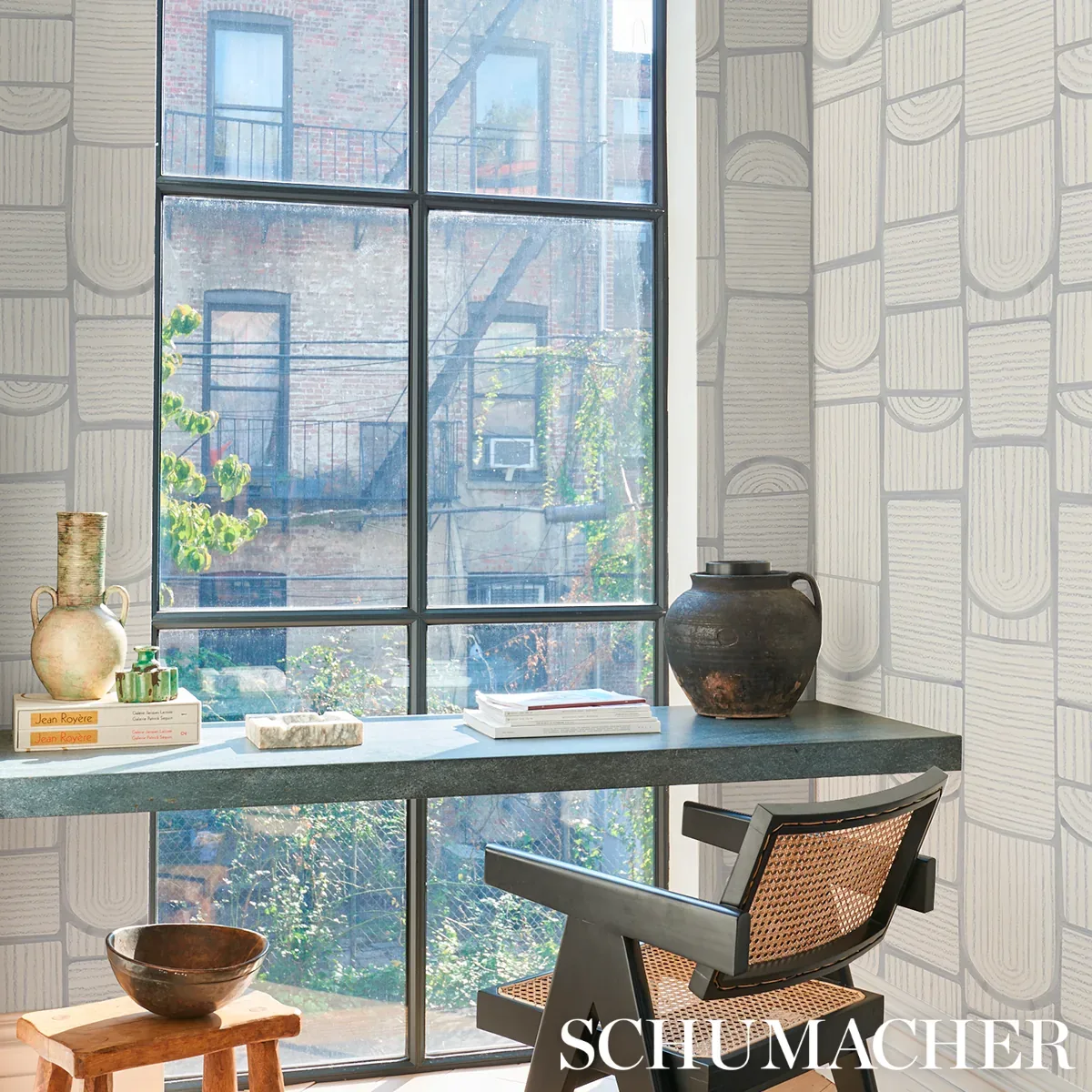 BLOOMSBURY - COOL GRAY Schumacher Wallpaper | Wallpaper Twin BLOOMSBURY COOL GRAY Schumacher Wallpaper wallpaper - SKU 5013684