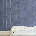 BLOOMSBURY - DEEP NAVY Schumacher Wallpaper | Wallpaper Twin BLOOMSBURY DEEP NAVY Schumacher Wallpaper wallpaper - SKU 5013683