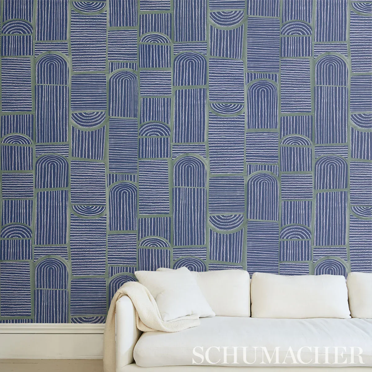 BLOOMSBURY - DEEP NAVY Schumacher Wallpaper | Wallpaper Twin BLOOMSBURY DEEP NAVY Schumacher Wallpaper wallpaper - SKU 5013683